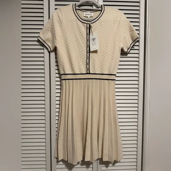 Heartloom Corey Knit Dress in Ivory and Black